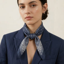 Load image into Gallery viewer, Qnuz Scarf w Paisley 70 x 70 cm Scarf 30 Blue
