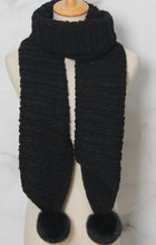 Load image into Gallery viewer, Qnuz Scarf w pon pon &amp; lurex 20% wool Scarf
