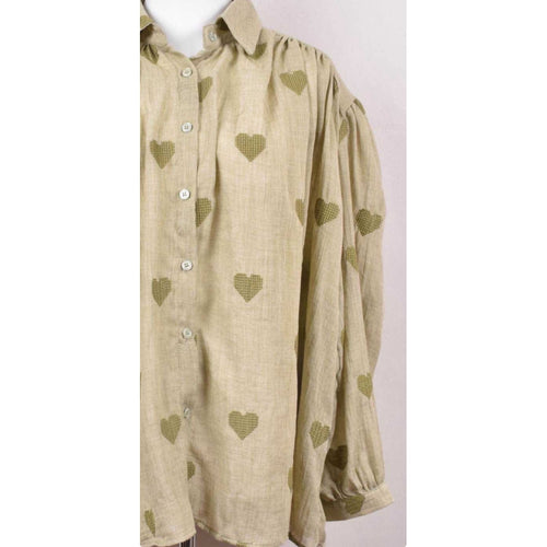 Qnuz Clothing Shirt w. Embrodery Hearts Clothing 53 Army
