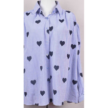 Load image into Gallery viewer, Qnuz Clothing Shirt w. Striped &amp; Embrodery Hearts Clothing 31 Navy blue
