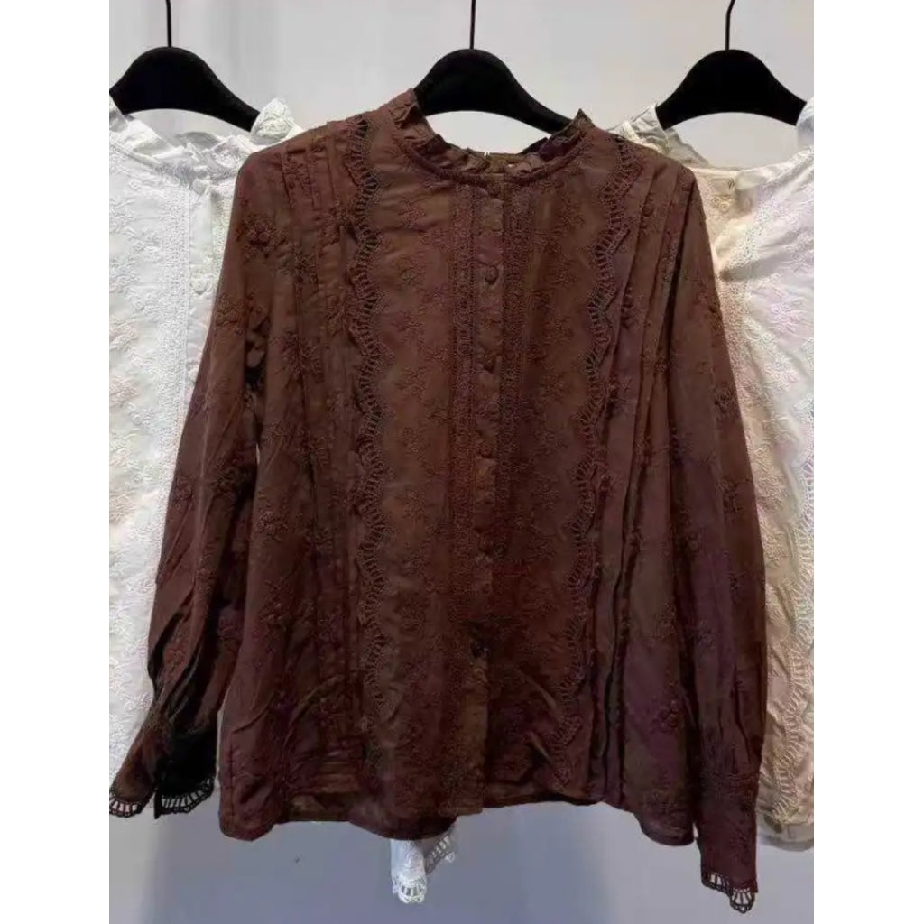 Qnuz Clothing Shirt w Lace Clothing 60 Marron