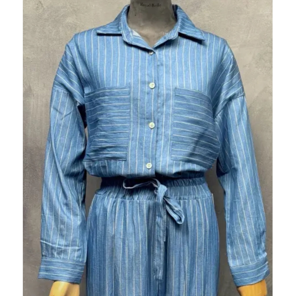 Qnuz Clothing Shirt w stripes Clothing 33 denim blue