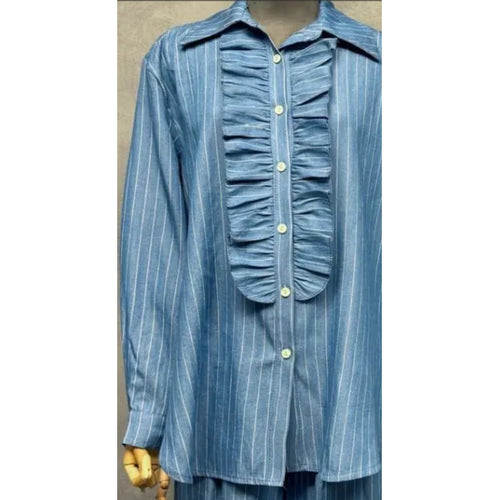 Qnuz Clothing Shirt w stripes Denim Clothing 33 denim blue