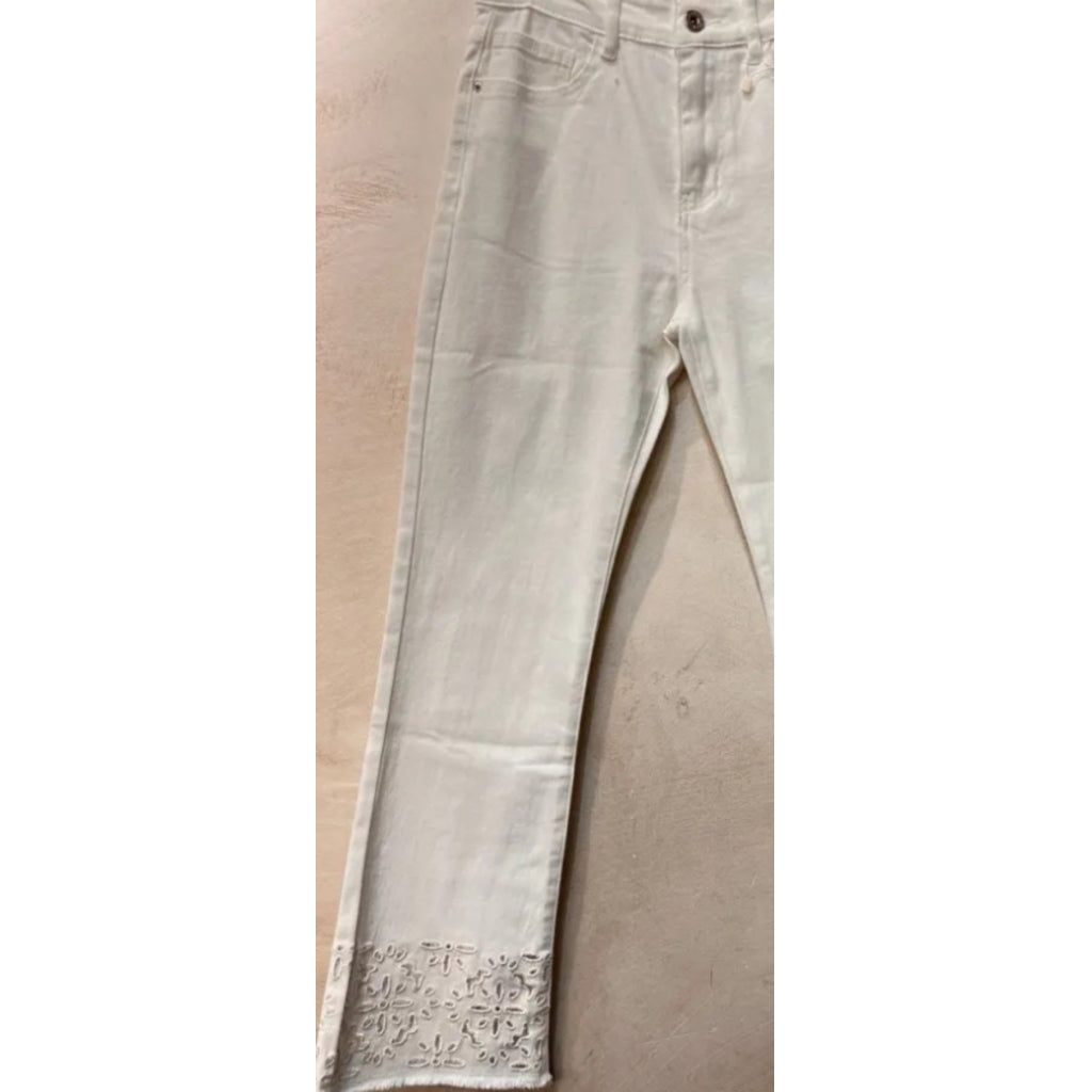Qnuz Clothing Sig jeans w. Embrodery Clothing 10 White