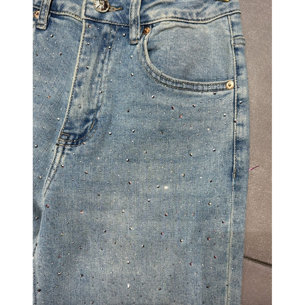 Qnuz Clothing Sigga jeans w. Embrodery Clothing 33 denim blue