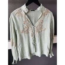 Load image into Gallery viewer, Qnuz Clothing Signe Boheme shirt w embrodery Clothing 56 dusty green 
