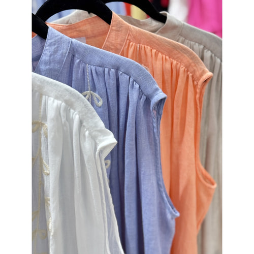 Qnuz Clothing Sleeveless Cotton Voile w embrodery Clothing 10 White