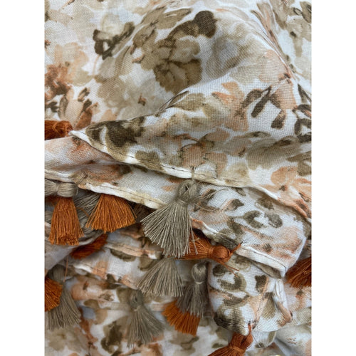 Qnuz Stella Flower & Pon Pon 90 x 180 Scarf 13 Beige