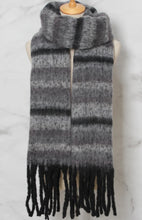 Load image into Gallery viewer, Qnuz Striped Fluffy scarf 10% wool Scarf
