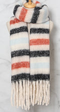 Load image into Gallery viewer, Qnuz Striped Fluffy scarf 10% wool Scarf
