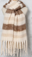Load image into Gallery viewer, Qnuz Striped Fluffy scarf 10% wool Scarf
