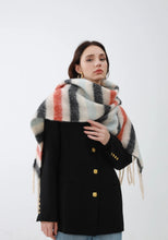 Load image into Gallery viewer, Qnuz Striped Fluffy scarf 10% wool Scarf
