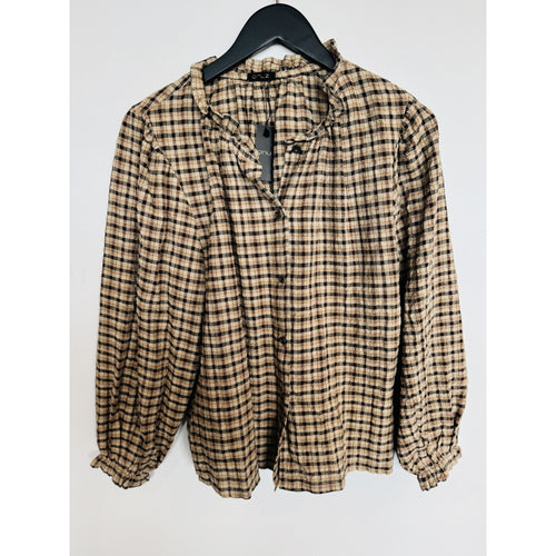 Qnuz Clothing Striped Shirt w. Embrodery & smock Cuffs Clothing 60 Marron