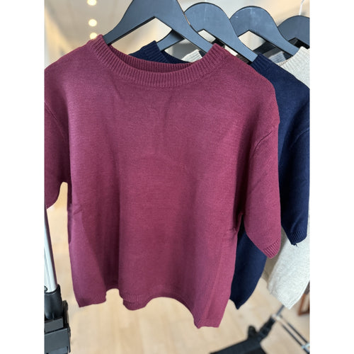 Qnuz Clothing Striped Shirt w. Embrodery & smock Cuffs Clothing 28 Burgundy