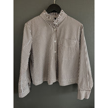 Load image into Gallery viewer, Qnuz Clothing Striped Shirt w High stand Clothing 606 Choco
