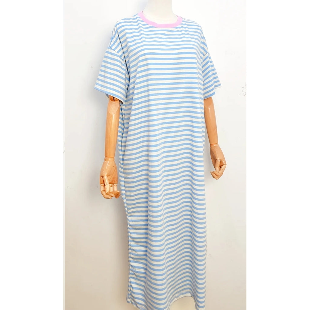 Qnuz Clothing Striped dress w. Pockets Clothing 32 blue