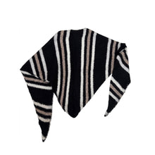 Load image into Gallery viewer, Qnuz Striped knitted Scarf triangel 110X35 Scarf 99 Black
