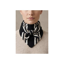 Load image into Gallery viewer, Qnuz Striped knitted Scarf triangel 110X35 Scarf 99 Black
