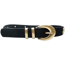 Load image into Gallery viewer, Qnuz Suede Belt w metal plates 2,50 cm wide Belt 99 Black
