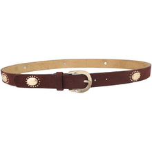 Load image into Gallery viewer, Qnuz Suede Belt w metal plates 2,50 cm wide Belt 28 Burgundy
