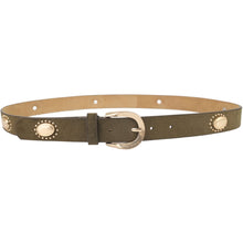 Load image into Gallery viewer, Qnuz Suede Belt w metal plates 2,50 cm wide Belt 53 Army
