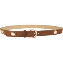 Load image into Gallery viewer, Qnuz Suede Belt w metal plates 2,50 cm wide Belt 61 Camel

