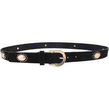 Load image into Gallery viewer, Qnuz Suede Belt w metal plates 2,50 cm wide Belt 99 Black
