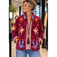Load image into Gallery viewer, Qnuz Clothing Suzani Short velvet coat w Application Clothing 43 Deep rosa
