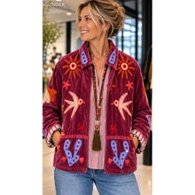 Load image into Gallery viewer, Qnuz Clothing Suzani Short velvet coat w Application Clothing 43 Deep rosa
