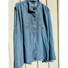 Load image into Gallery viewer, Qnuz Clothing Tencel shirt w. embrodery Clothing 33 denim blue
